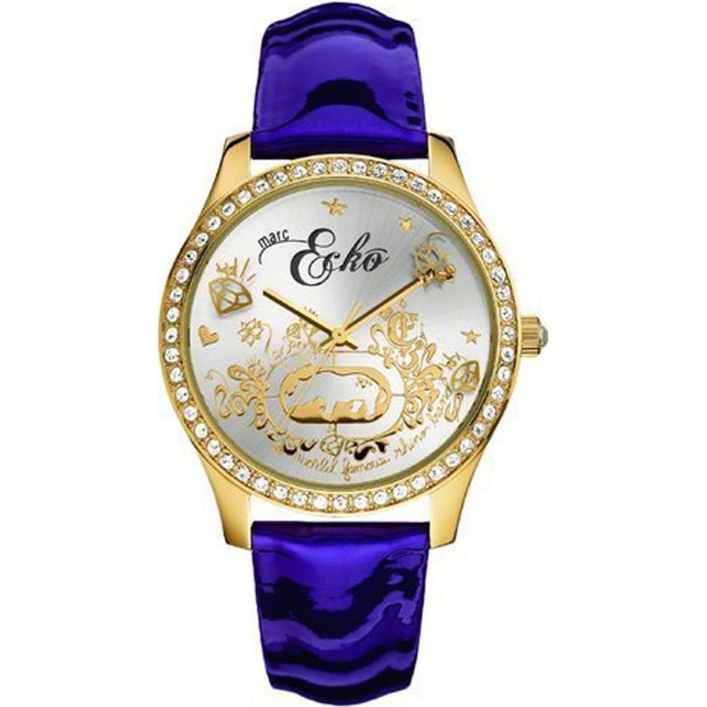 MARC ECKO The Party Girl 40mm Gold Stainless Steel Purple Patent Leather Strap E10567L1