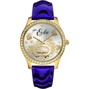 MARC ECKO The Party Girl 40mm Gold Stainless Steel Purple Patent Leather Strap E10567L1 - 8158