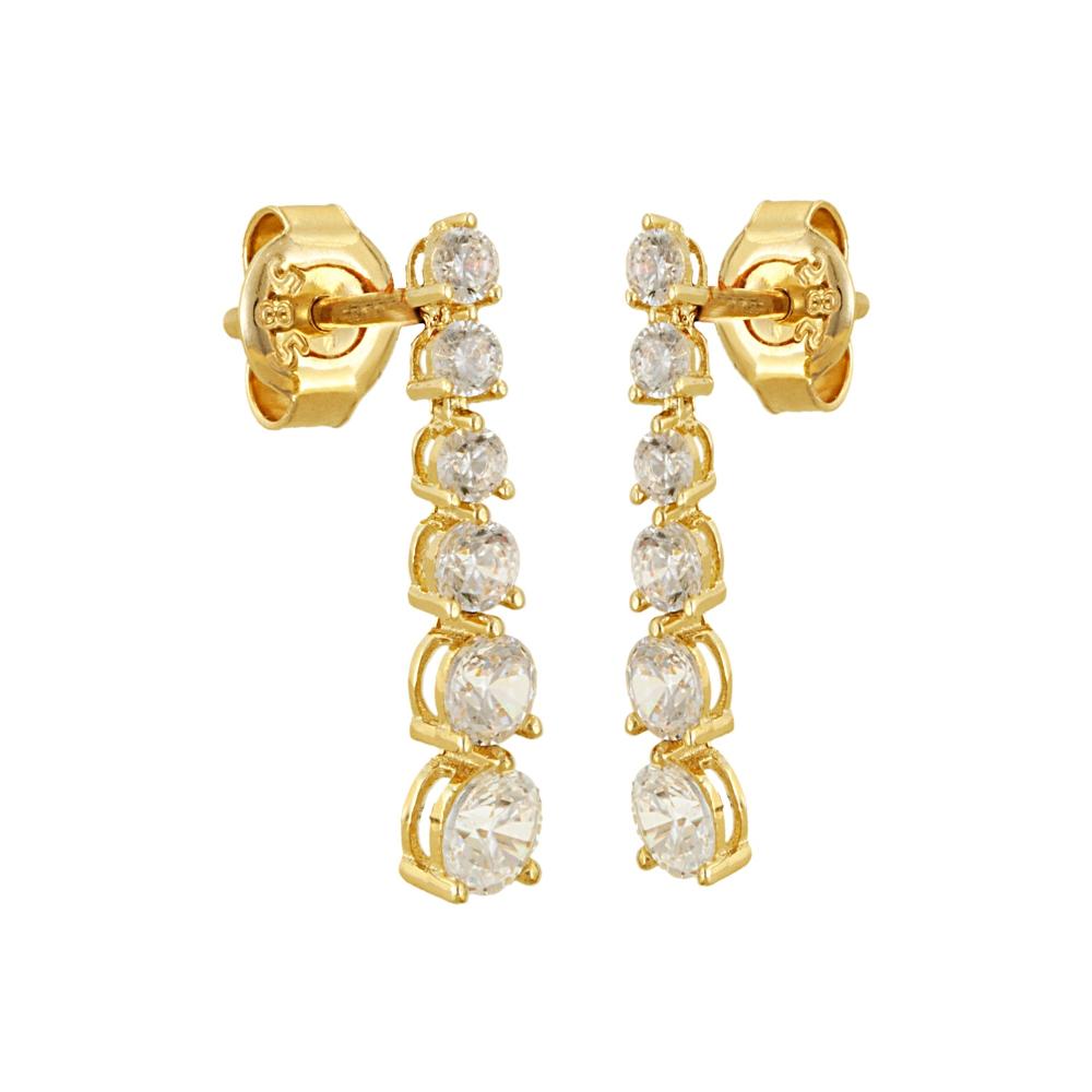 EARRINGS Row Yellow Gold 14K with Zircon Stones EA.010