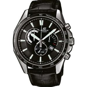 CASIO Edifice Chronograph 45mm Silver Stainless Steel Black Leather Strap EFR-510L-1AV - 11644