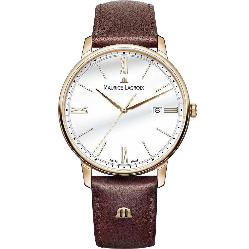 MAURICE LACROIX Eliros 40mm Rose Gold Stainless Steel Brown Leather Strap EL1118-PVP01-112-1