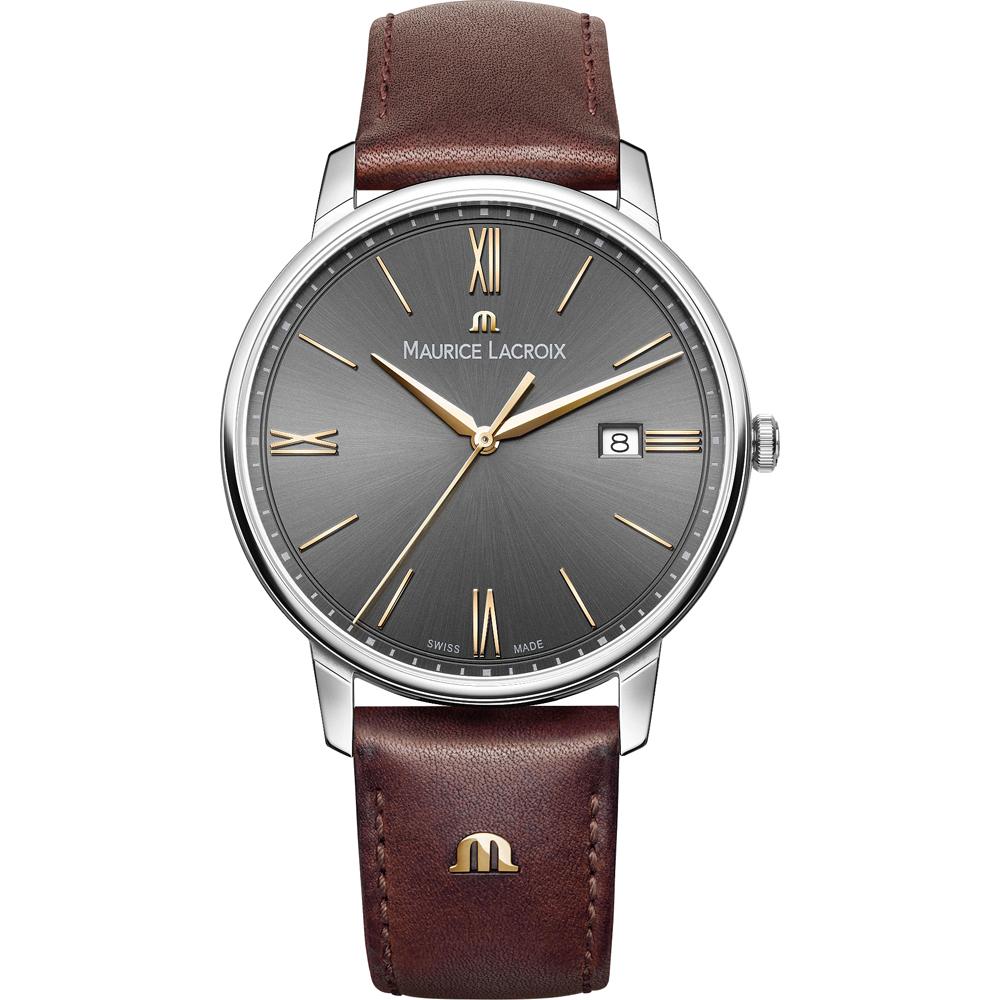 MAURICE LACROIX Eliros 40mm Silver Stainless Steel Brown Leather Strap EL1118-SS001-311-1