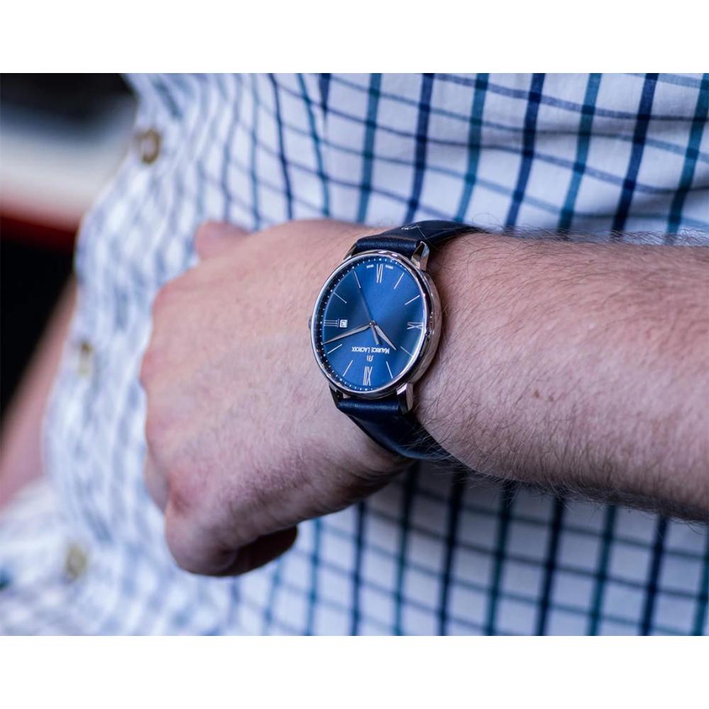 MAURICE LACROIX Eliros Blue Dial 40mm Silver Stainless Steel Blue Leather Strap EL1118-SS001-410-4 - 7