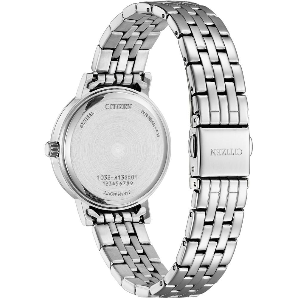 CITIZEN Lady's Elegant Crystals Collection Quartz Pink Dial 31.2mm Silver Stainless Steel Bracelet EL3100-55W