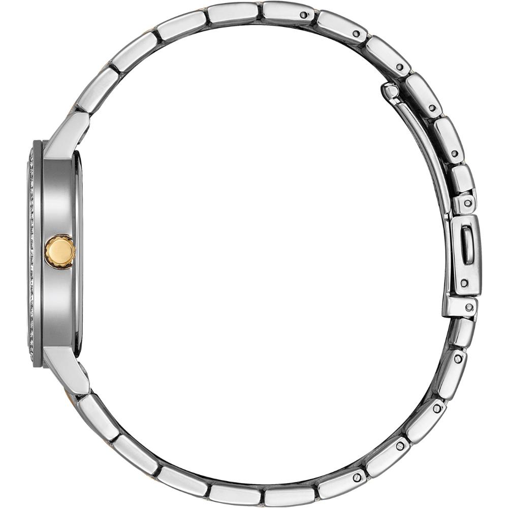 CITIZEN Lady's Elegant Crystals Collection Quartz White Pearl Dial 31.2mm Two Tone Gold Stainless Steel Bracelet EL3106-59D