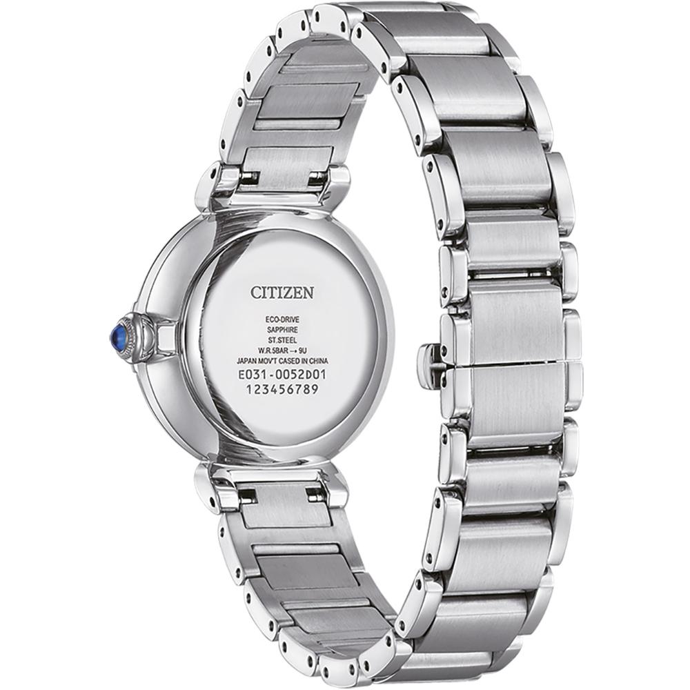 CITIZEN May Bells Diamonds Eco-Drive Blue Pearl Dial 29mm Silver Stainless Steel Bracelet EM1060-87N