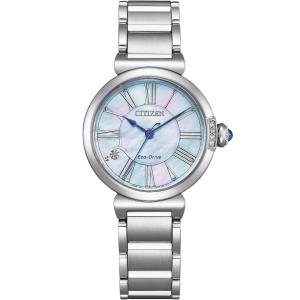 CITIZEN May Bells Diamonds Eco-Drive Blue Pearl Dial 29mm Silver Stainless Steel Bracelet EM1060-87N - 41452