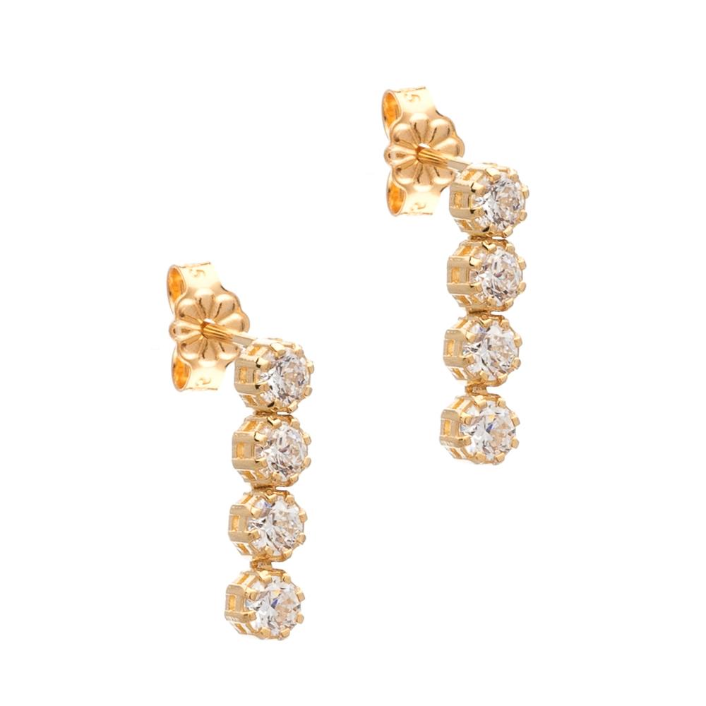 EARRINGS SENZIO Yellow Gold 14K with Zircon Stones ER03-Y