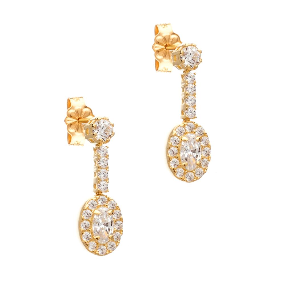 EARRINGS SENZIO Yellow Gold 14K with Zircon Stones ER09-Y