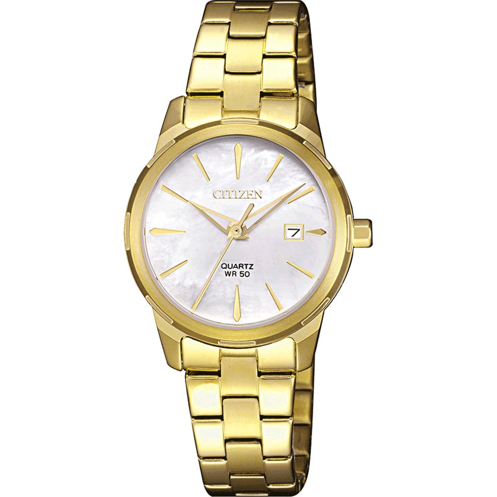 CITIZEN Elegance White Pearl Dial 28mm Gold Stainless Steel Bracelet EU6072-56D