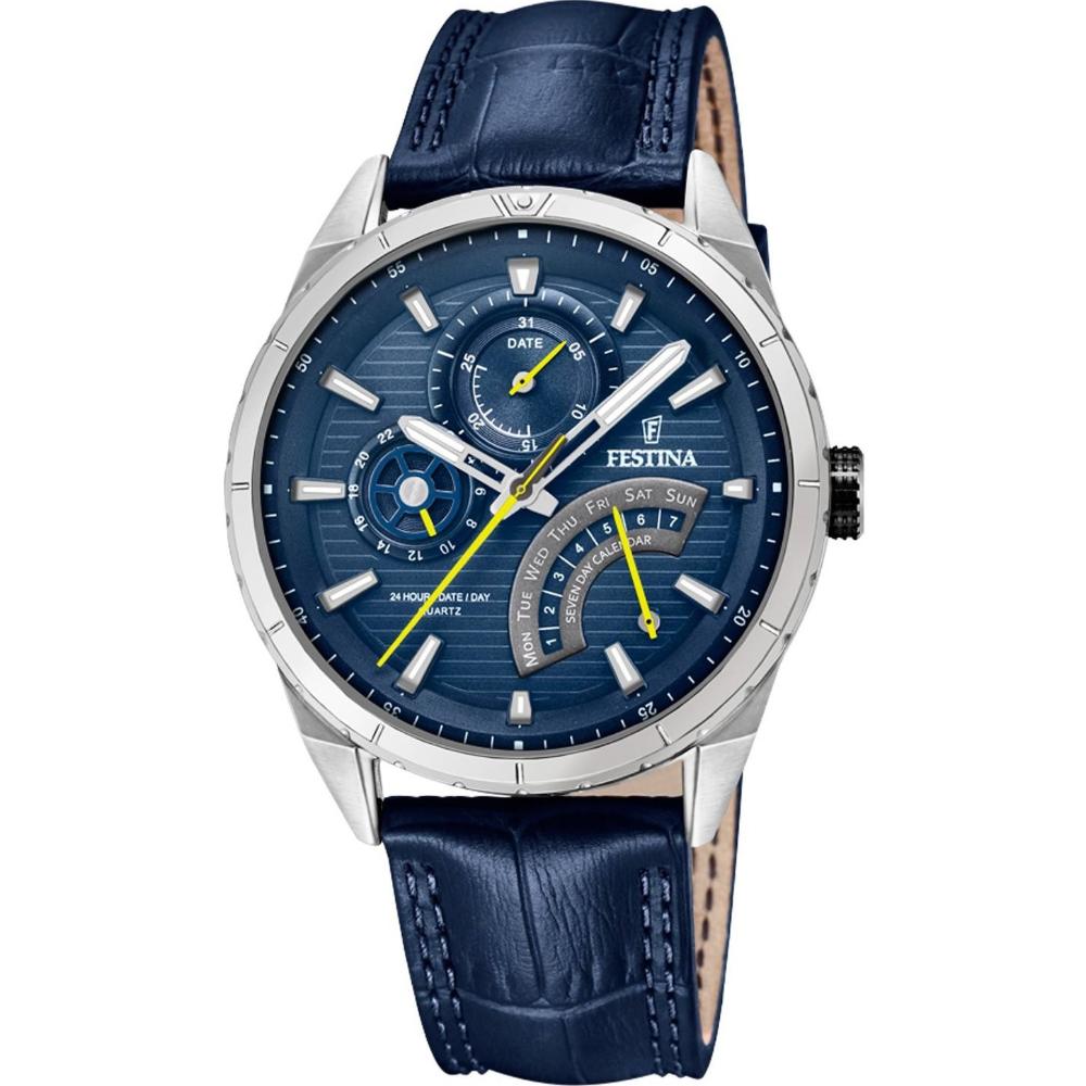 FESTINA Sport Multifunction 42mm Silver Stainless Steel Blue Leather Strap F16986/2 - 1