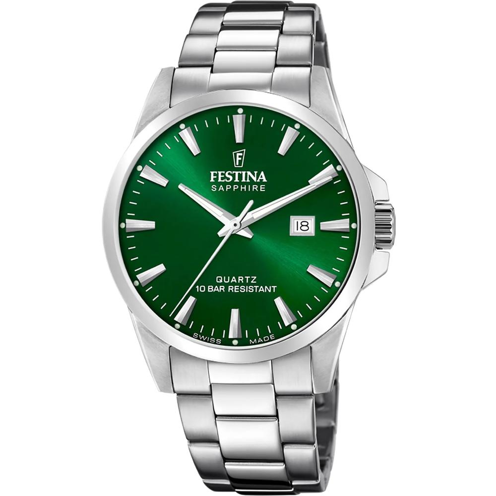 FESTINA Swiss Classic Green Dial 41mm Silver Stainless Steel Bracelet F20024/6