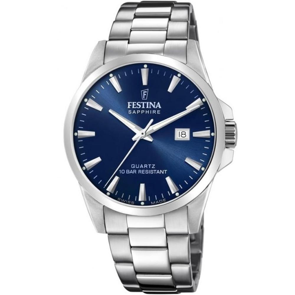 FESTINA Classic Blue Dial 41mm Silver Stainless Steel Bracelet F20024/3
