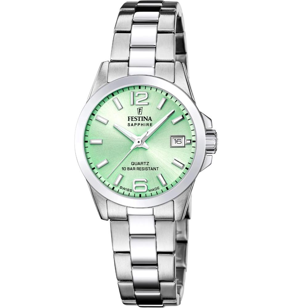 FESTINA Swiss Women's Classic Green Dial 29.5mm Silver Stainless Steel Bracelet F20049/2