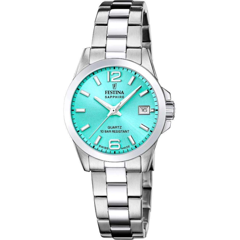 FESTINA Swiss Women's Classic Turquoise Dial 29.5mm Silver Stainless Steel Bracelet F20049/4