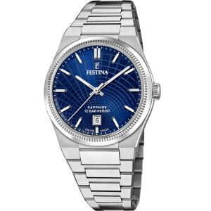 FESTINA Swiss Made Rivé Blue Dial 40mm Silver Stainless Steel Bracelet F20051/4 - 55698