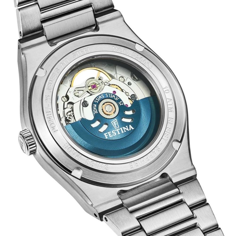 FESTINA Swiss Made Rivé Open Heart Automatic Green Dial 40mm Silver Stainless Steel Bracelet F20053/3