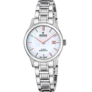 FESTINA Swiss Women's Classic White Pearl Dial 29mm Silver Stainless Steel Bracelet F20068/2 - 55731