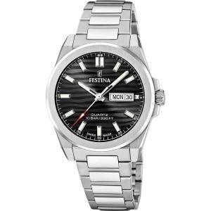 FESTINA Swiss Made Acier Black Dial 40mm Silver Stainless Steel Bracelet F20073/5 - 56235