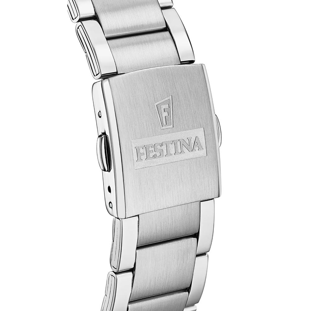 FESTINA Timeless Chronograph Blue Dial 43.5mm Silver Stainless Steel Bracelet F20343/7