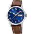 FESTINA Classic Blue Dial 41mm Silver Stainless Steel Brown Leather Strap F20358/B - 0