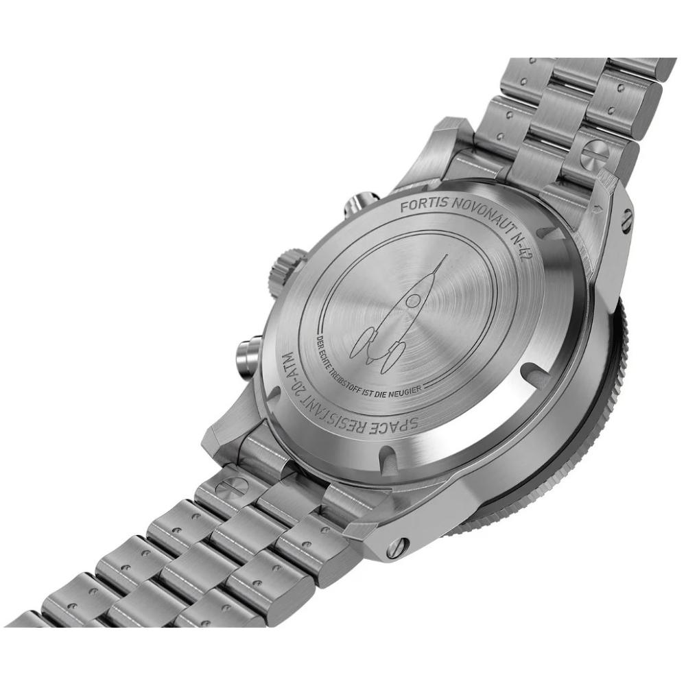FORTIS Novonaut N-42 Chronograph Matte Black Dial 42mm Silver Stainless Steel Bracelet F2040008