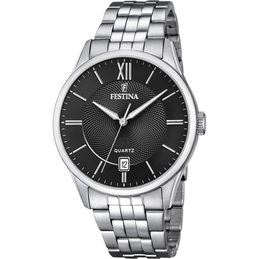 FESTINA Classic Black Dial 43mm Silver Stainless Steel Bracelet F20425/3