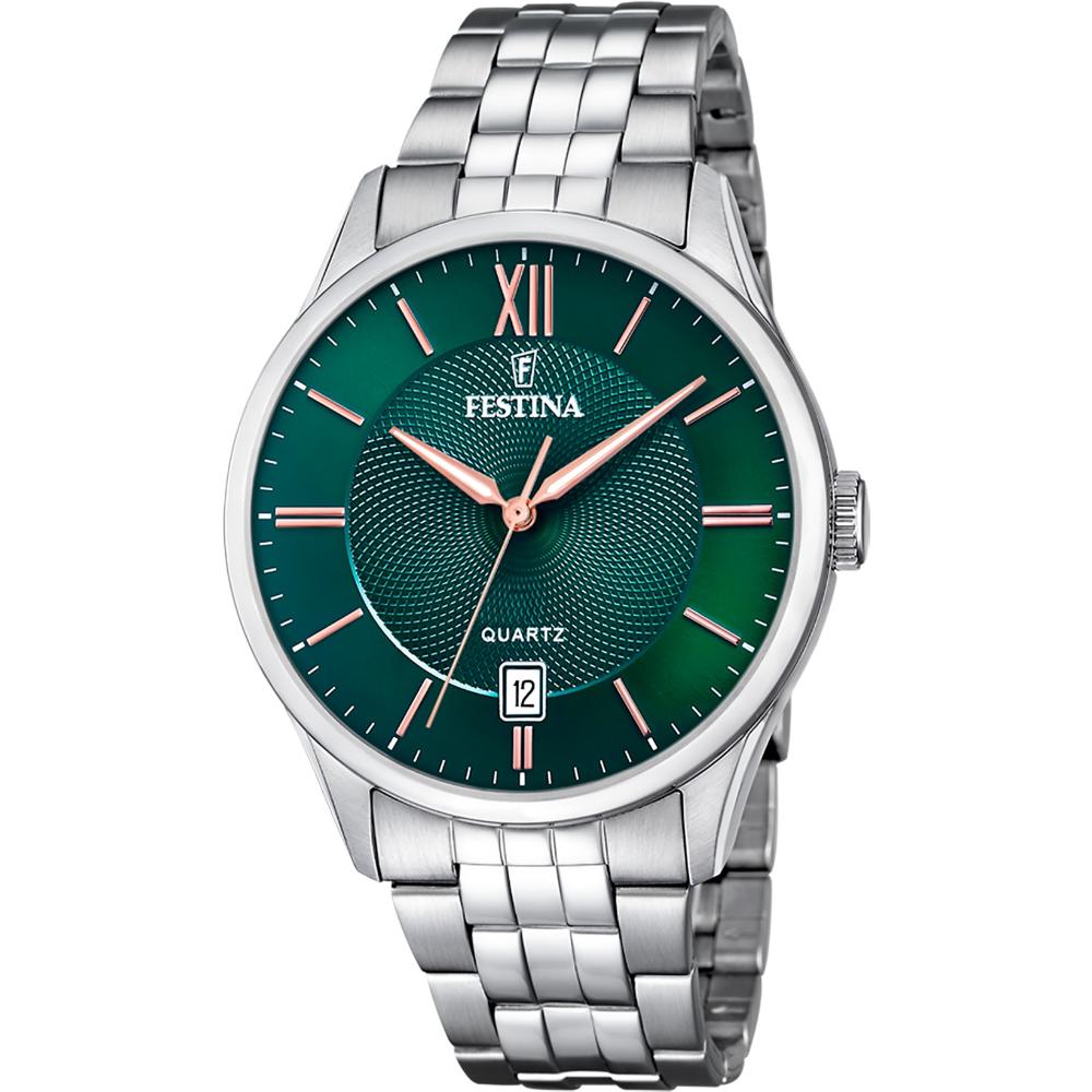 FESTINA Classic Green Dial 43mm Silver Stainless Steel Bracelet F20425/7