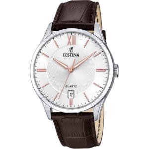FESTINA Classic Silver 43mm Silver Stainless Steel Brown Leather Strap F20426/4 - 38085