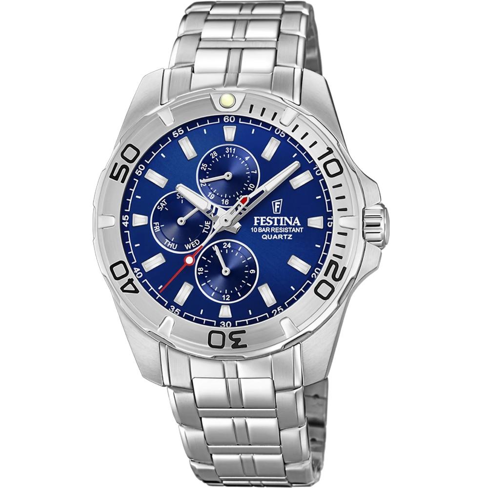 FESTINA Sport Multifunction Blue Dial 43mm Silver Stainless Steel Bracelet F20445/2