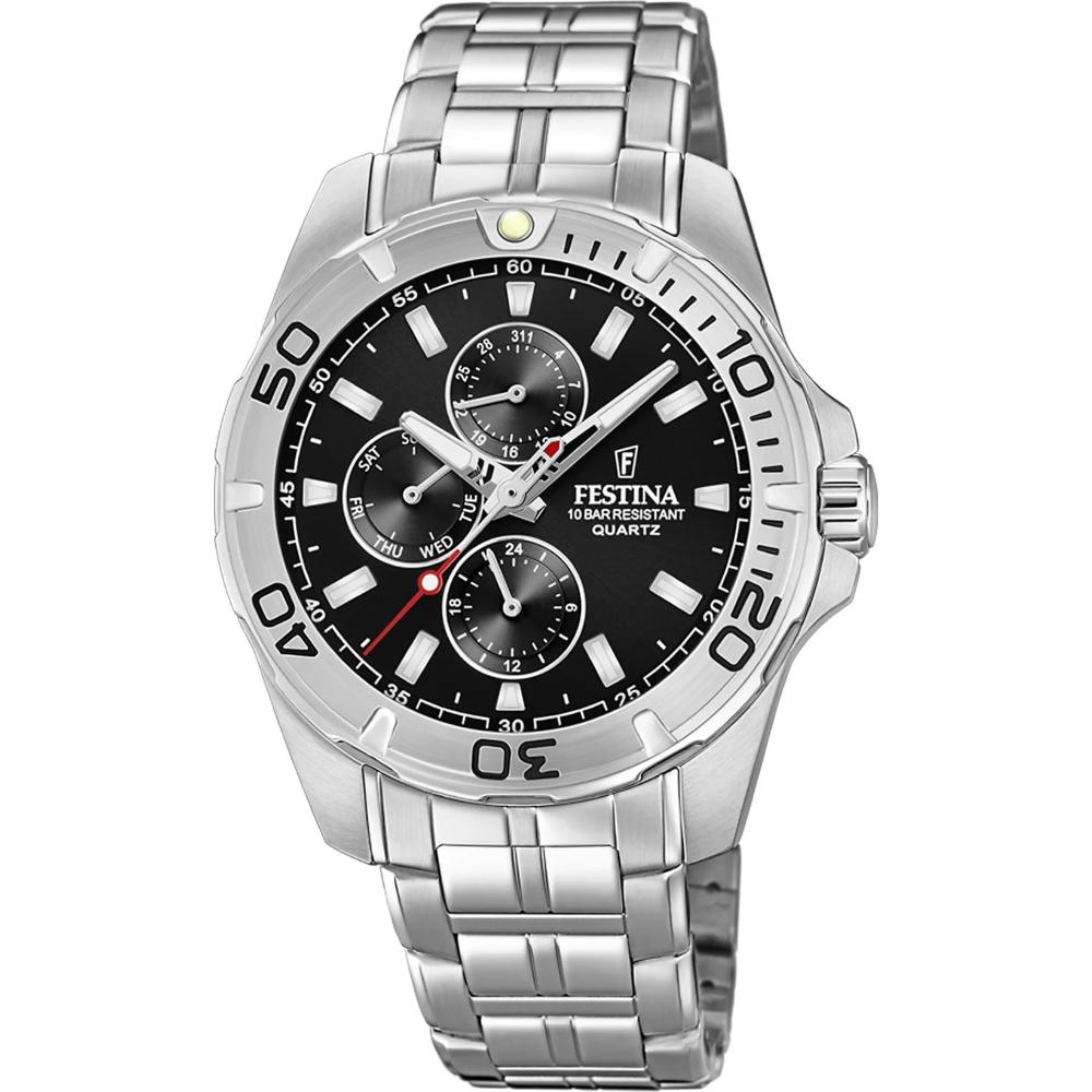 FESTINA Sport Multifunction Black Dial 43mm Silver Stainless Steel Bracelet F20445/3