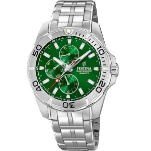 FESTINA Sport Multifunction Green Dial 43mm Silver Stainless Steel Bracelet F20445/7 - 49488