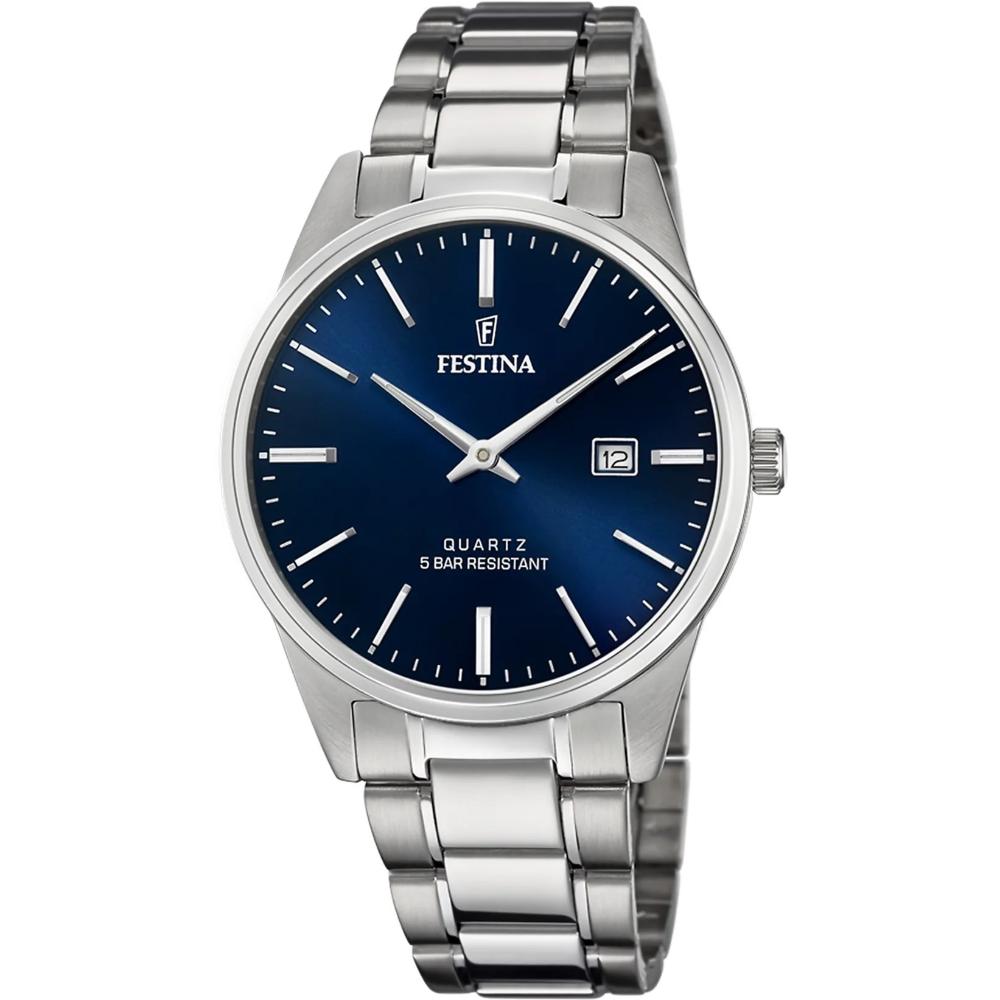 FESTINA Classic Blue Dial 39mm Silver Stainless Steel Bracelet F20511/3