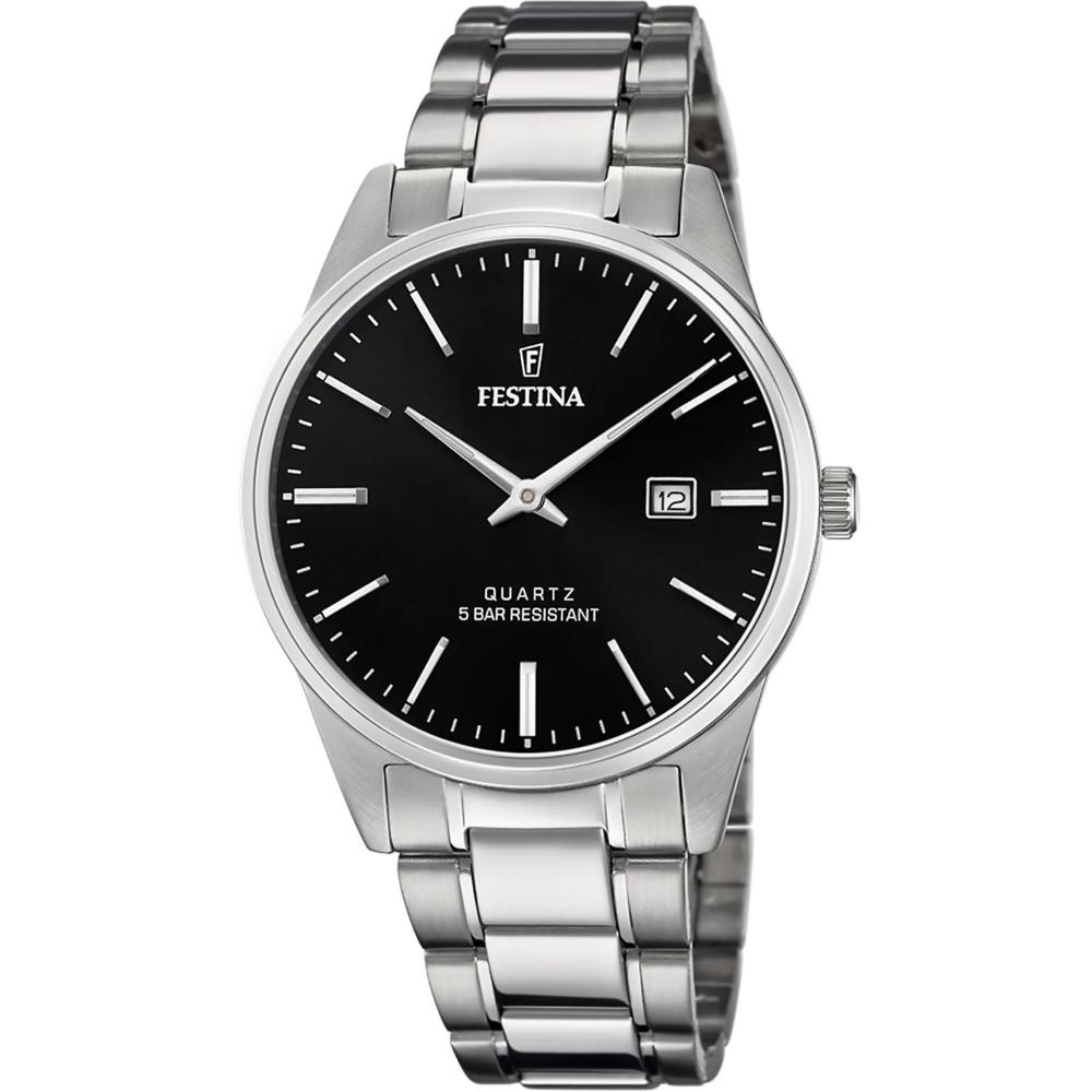 FESTINA Classic Black Dial 39mm Silver Stainless Steel Bracelet F20511/4