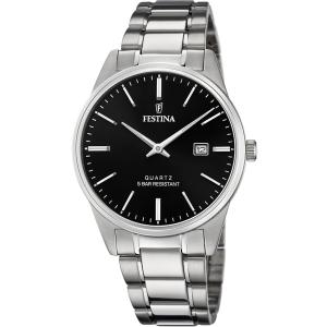 FESTINA Classic Black Dial 39mm Silver Stainless Steel Bracelet F20511/4 - 56243