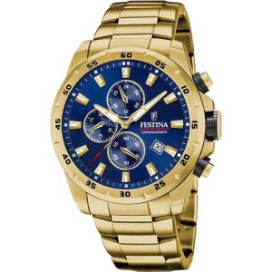 FESTINA Timeless Chronograph Blue Dial 45mm Gold Stainless Steel Bracelet F20541/2 - 50765