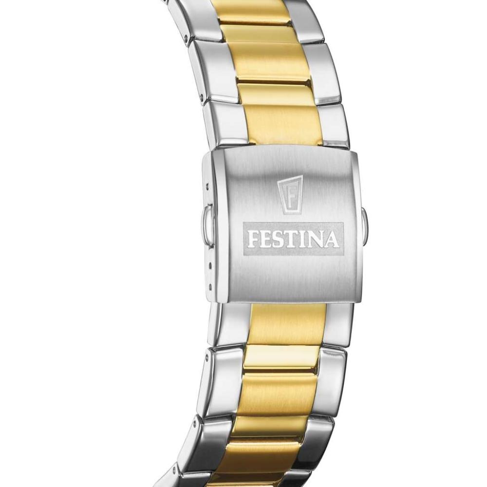 FESTINA Timeless Chronograph Blue Dial 45mm Two Tone Gold Stainless Steel Bracelet F20562/4