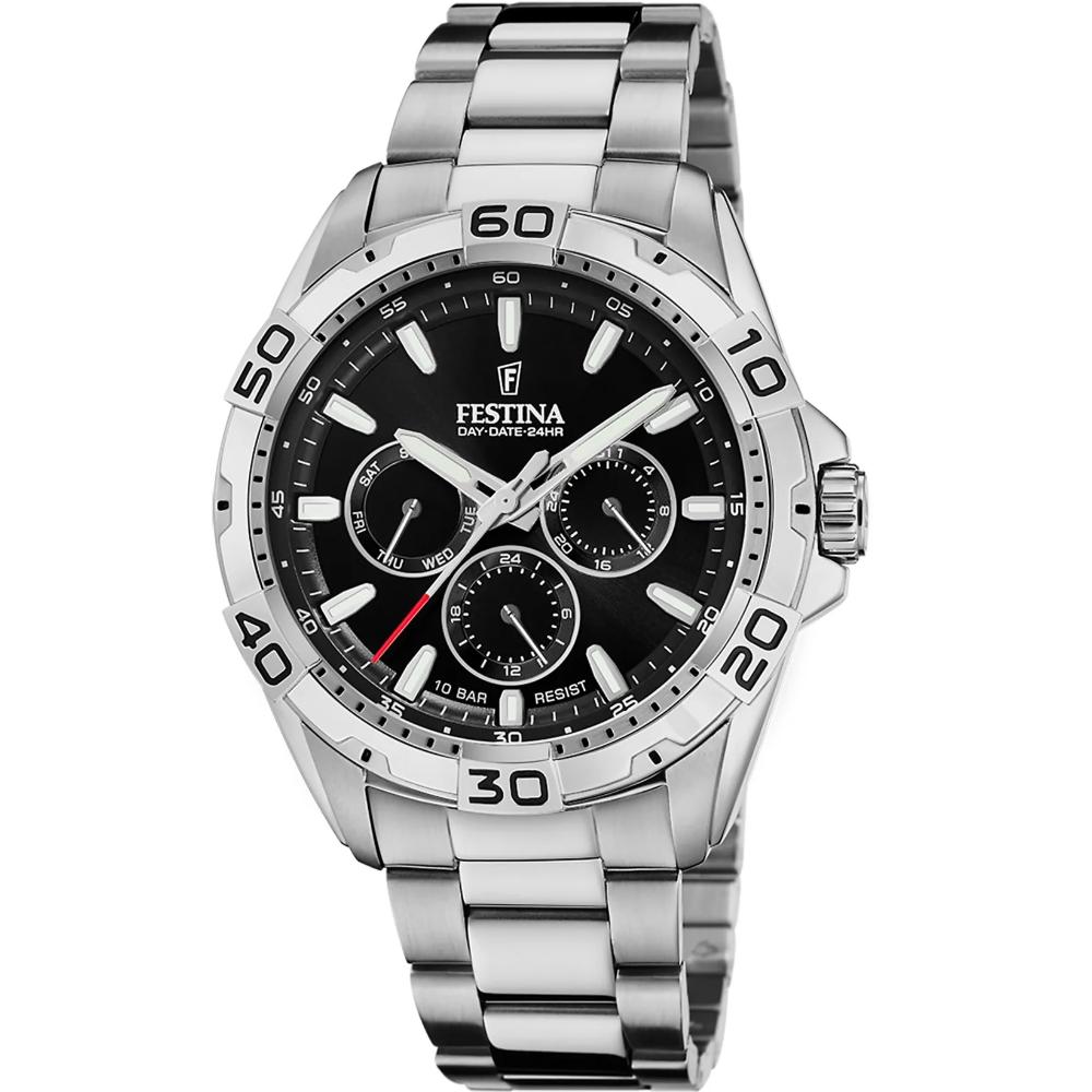 FESTINA Sport Multifunction Black Dial 44.7mm Silver Stainless Steel Bracelet F20623/5