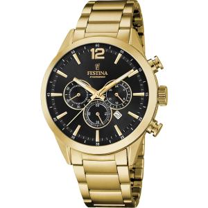 FESTINA Timeless Chronograph Black Dial 43.5mm Gold Stainless Steel Bracelet F20633/3 - 58896