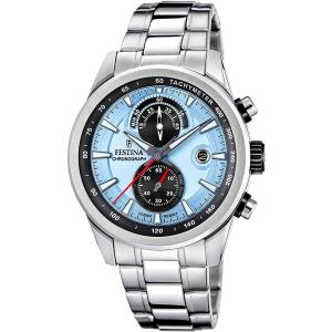 FESTINA Classics Chronograph Light Blue Dial 44mm Silver Stainless Steel Bracelet F20694/2 - 49128