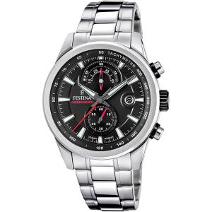 FESTINA Classics Chronograph Black Dial 44mm Silver Stainless Steel Bracelet F20694/6 - 49134