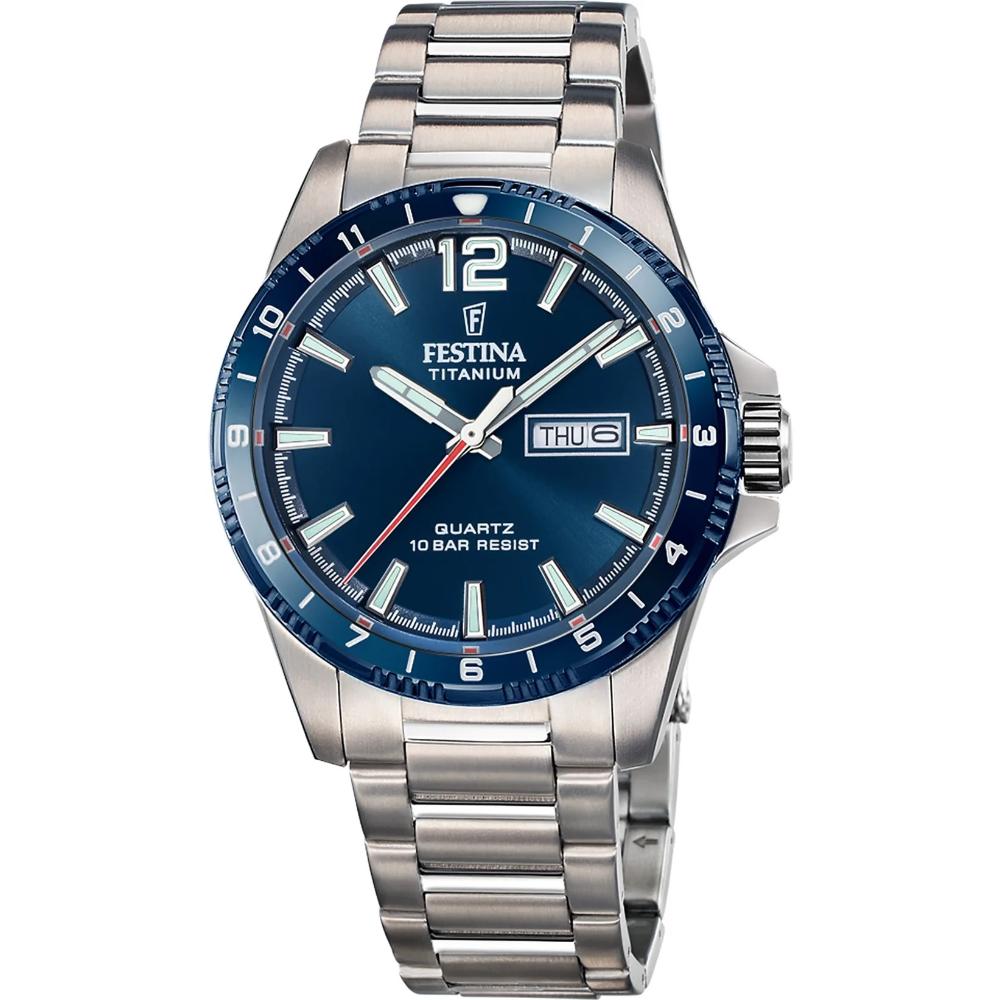 FESTINA Timeless Titanium Blue Dial 43mm Silver Titanium Bracelet F20698/2