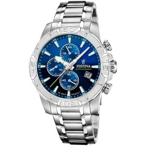 FESTINA Timeless Chronograph Blue Dial 45mm Silver Stainless Steel Bracelet F20704/4 - 49141