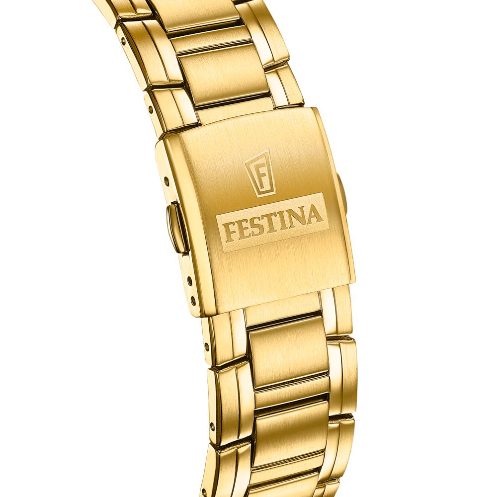 FESTINA Timeless Chronograph Blue Dial 45mm Gold Stainless Steel Bracelet F20705/5