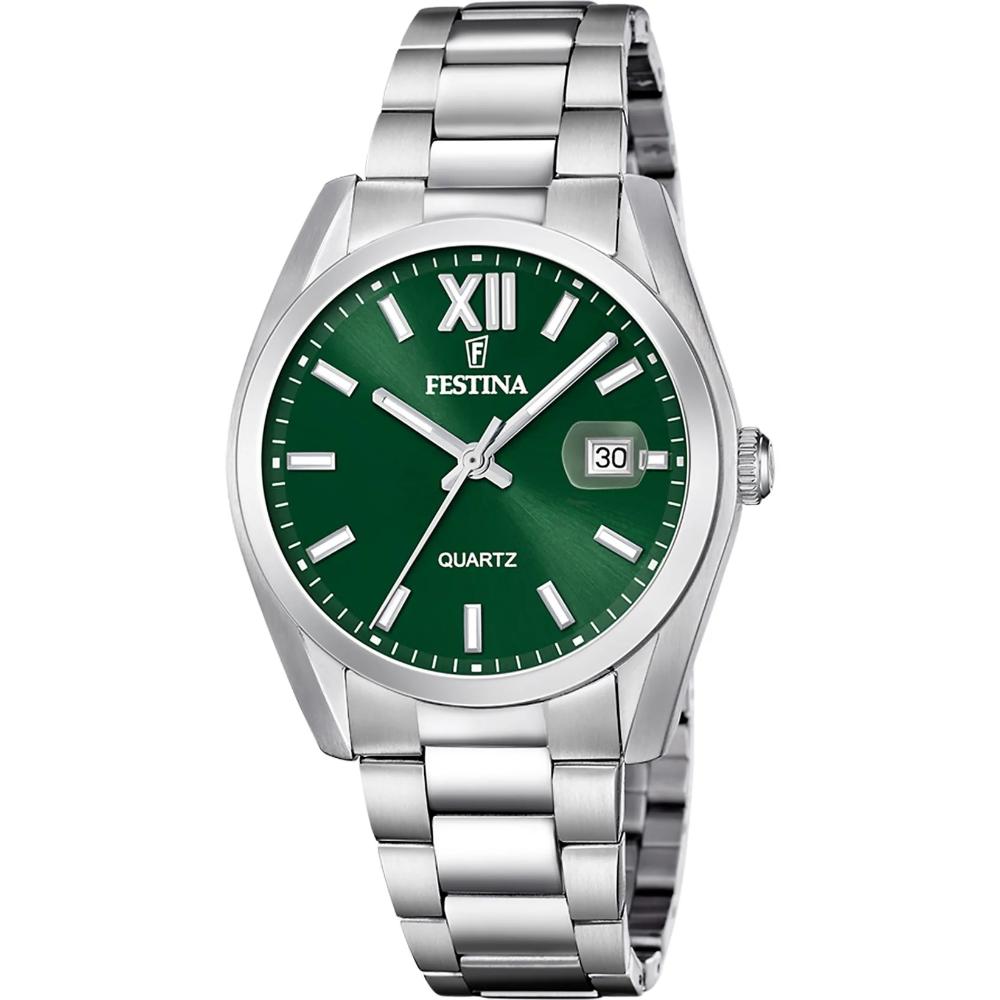 FESTINA Classic Green Dial 40mm Silver Stainless Steel Bracelet F20707/8