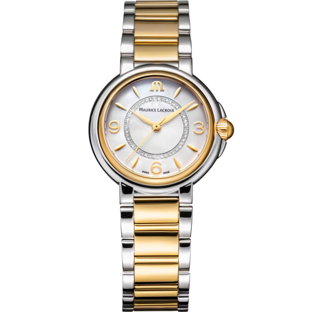 MAURICE LACROIX Fiaba Quartz White Pearl Dial with Diamonds 32mm Two Tone Gold Stainless Steel Bracelet FA1104-SSY13-B20-1