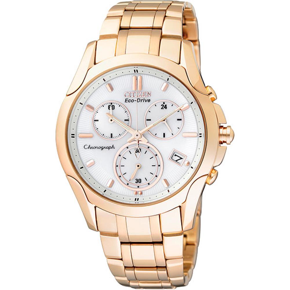 CITIZEN Attract Eco-Drive Chronograph 35mm Gold Stainless Steel Bracelet FB1152-51A