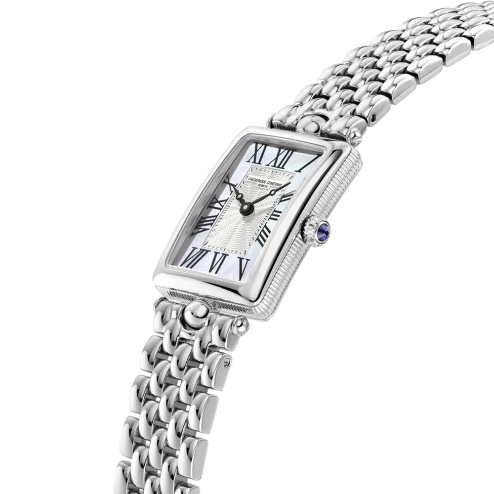 FREDERIQUE CONSTANT Art Deco Carree Quartz White Pearl Dial 28mm Silver Stainless Steel Bracelet FC-200MPW2AC6B