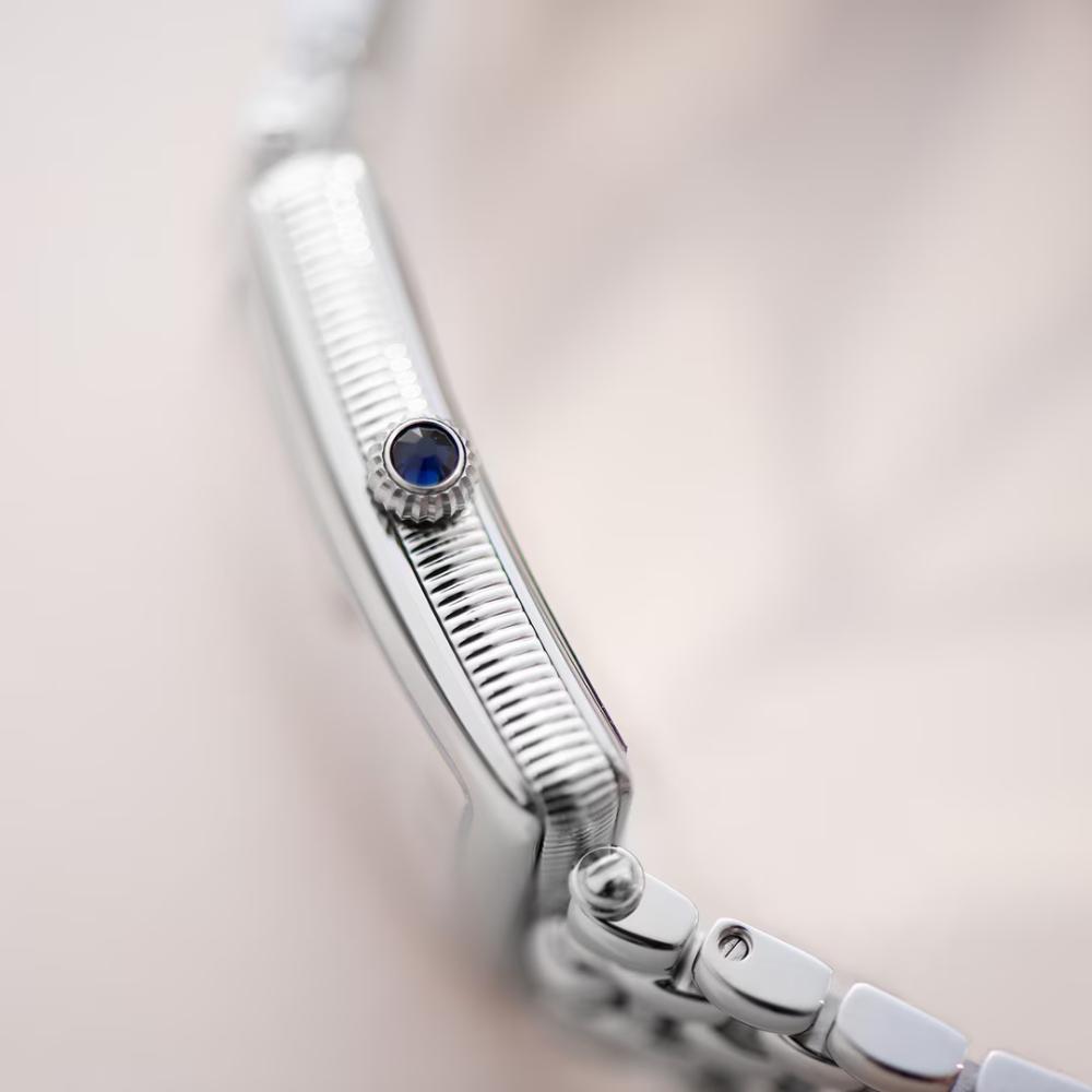 FREDERIQUE CONSTANT Art Deco Carree Quartz White Pearl Dial 28mm Silver Stainless Steel Bracelet FC-200MPW2AC6B