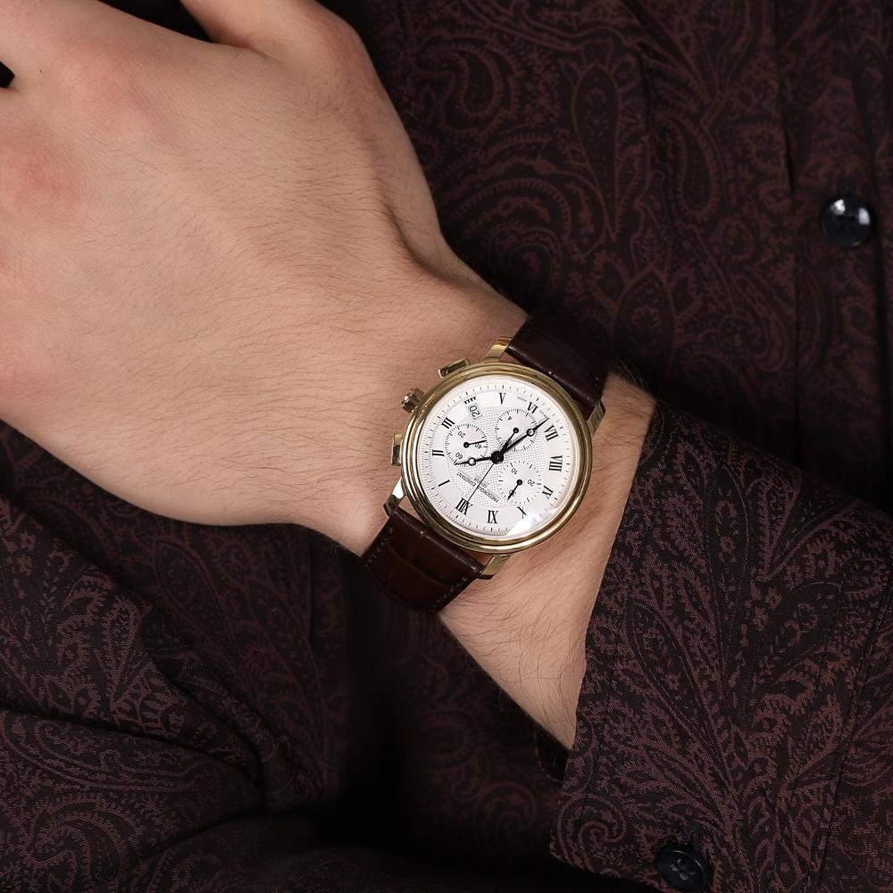 FREDERIQUE CONSTANT Classics Chronograph Quartz White Dial 40mm Gold Stainless Steel Brown Leather Strap FC-292MC4P5 - 6